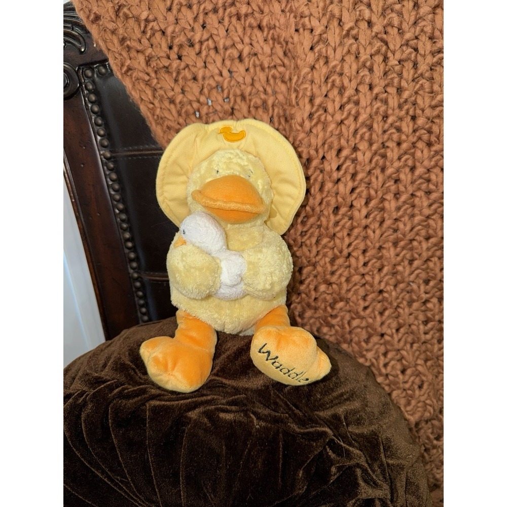 Russ Berrie Waddles Duck Plush Mama & Baby w/ Canvas Hat Vintage Stuffed animal